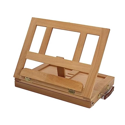 Paintersisters® Caballete de mesa Lisa con cajón, caballete de madera maciza, maletín de taller para artistas, bastidor y bloques de dibujo/pintura, maletín plegable