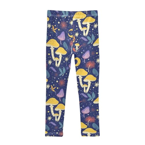 Wusikd Mushrooms Girls' Leggings Toddler Doodles Moons Kids Yoga Pants Dance Active Tights 4T2