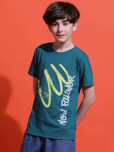 Image of Li'l Tomatoes Boys Cotton T-Shirt | Graphic Printed Half Sleeve Casual Summer Wear | Soft & Breathable | 9-16 Years