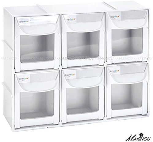 Drawer Plastic Bin Parts Storage Organizer Cabinet House Storage Boxes (6 Drawer, White)