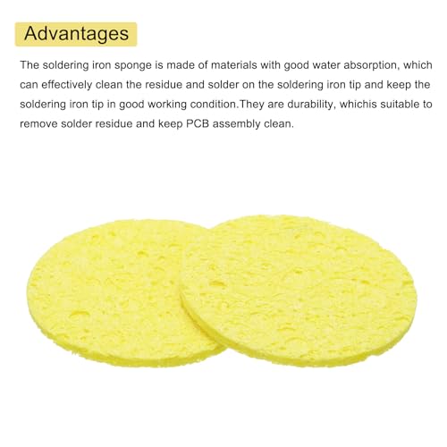 Image of MECCANIXITY 15PCS Soldering Sponge 50mm Round Yellow Cleaning Pad Welding Tip Iron Replacement for Cleaning Soldering Iron 2mm Natural Thickness 11mm Water Absorption Thickness