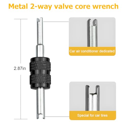 Image of Osilly 3PCS Car Tire Valve Stem Tools, Single Dual Head Vehicle A /C Valve Core Remover Puller, 4 Way Auto Air Conditioning Line Repair Tyre Wrench Tool, Universal for Bicycle RV Truck (Black)