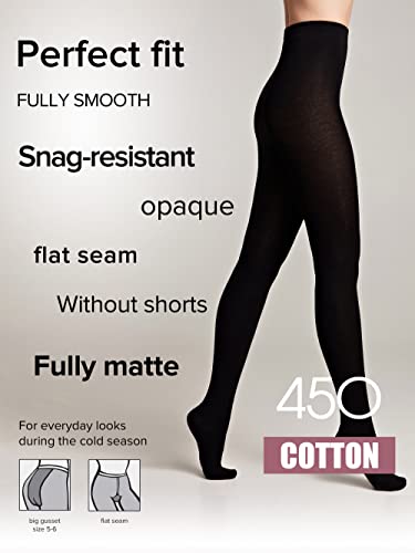 Conte Cotton 450 Den Opaque Ultra Warm Tights, Black (Nero), Large3