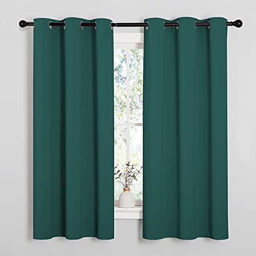 Image of NICETOWN Thermal Insulated Solid Grommet Blackout Curtains /Drapes /Panels for Dining Room (Hunter Green, 1 Pair, 42 by 63-Inch)