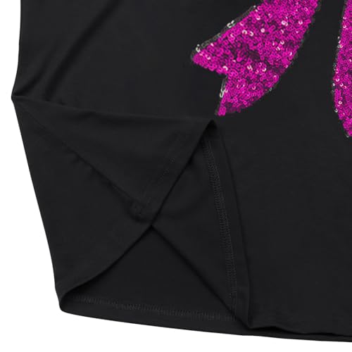 Image of PESION Womens Short Sleeve T-Shirt Sequined Tops O-Neck Funny Graphic Tees Blouse