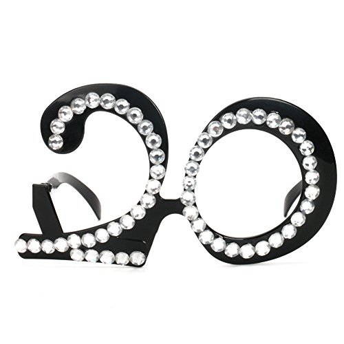 20th Birthday Glasses - Number Crystal Frame, Party Favors, Wedding, Funny Costume Sunglasses, Novelty Eyewear Celebration Decoration for Kids and Adults 6 Pack (20)