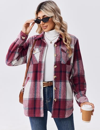 Zeagoo Warm Jackets for Women Sherpa Fleece Winter Coats Flannel Shacket - image 3