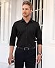 siliteelon Mens Shirts Black Shirt Long Sleeve Work Regular Fit Casual Business Formal Dress with Pocket Funeral Shirt 2XL #3