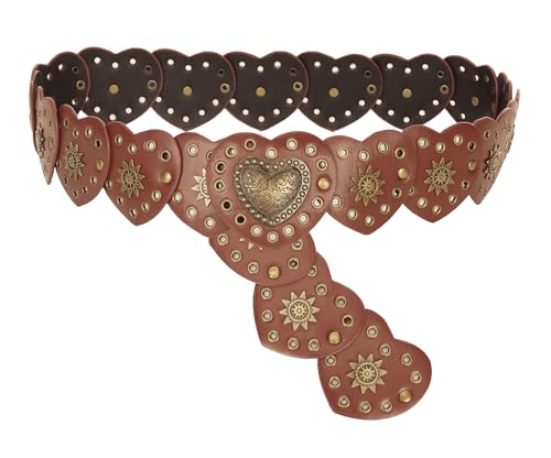 Women Wide-Disc-Western-Belt Chunky-Cowgirl Cowboy Belt Concho Country Leather Belt for Dress