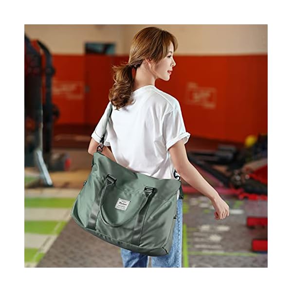 Womens Travel Bags Weekender Carry on for Women Sports Gym Bag Duffel Bag Overnight Shoulder Bag fit Laptop Green V1 - Image 10