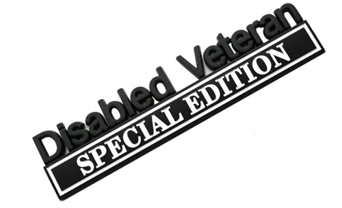Image of 2pcs Disabled Veteran Special Edition Emblem Car Decal, Warrior Soldier 3D Sticker, Disabled Veteran Special Edition Letters Car Badges, Accessories (Black White)