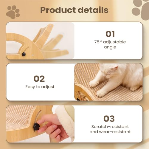 Rascador de sofá y cama para gatos con posiciones regulables 6