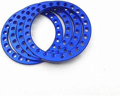 RCLIONS 4pcs Aluminum Replacement Wheel Rim Beadlock Ring for 1:10 RC Crawler Car 1.9" RC Wheels/Rims (Blue)