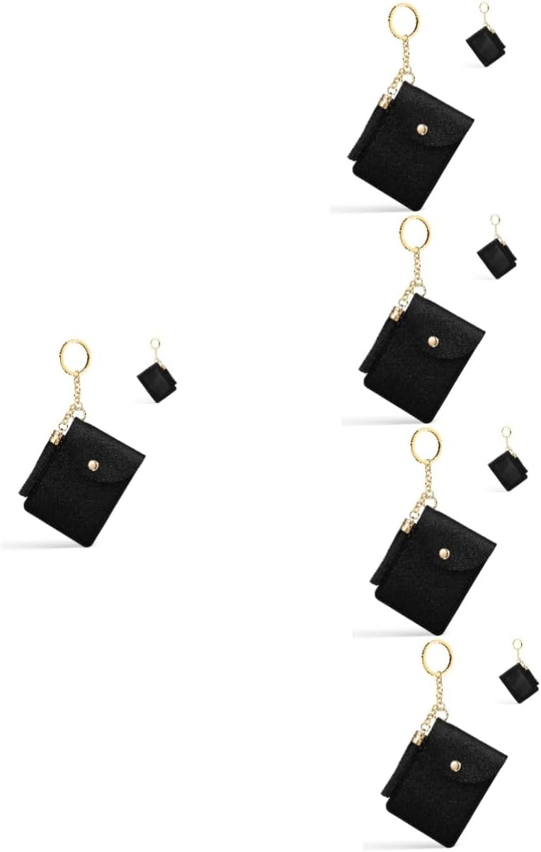 GALPADA 5pcs Small Pu Leather Card Holder Keyring and Tassel Compact Credit Card Pouch for Women and Purse for Handbags and Backpacks