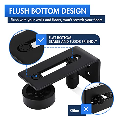 Lvyesea 2 Pack Sliding Barn Door Bottom Guide, Barn Door Adjustable Floor Guide Roller (2 Rollers), Flush Bottom, Quiet, Black, Steel Frame, Easy To Install #TOP3