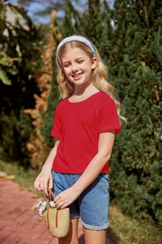 Arshiner Girls Crop Tops Short Sleeve Tie Dye Summer T Shirt Crewneck Rolled Cuffs Fashion Shirts Tee2