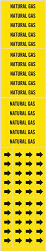Flèches de marquage pour tuyaux de gaz Brady en vinyle adhésif jaune et noir