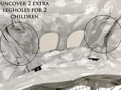 Twins Double Shopping Cart Covers Fits Regular And Warehouse Large Child Grocery Basket Seats With Optional 2 Or 4 Leg Holes Ditto Kiddo By Oopsababy #TOP4
