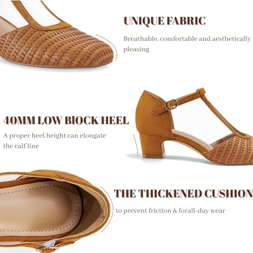 Closed Toe Heels for Women Dressy Low Chunky Heel Square Toe Mary Jane Pumps Dress Shoes for Wide Feet Daily Casual3