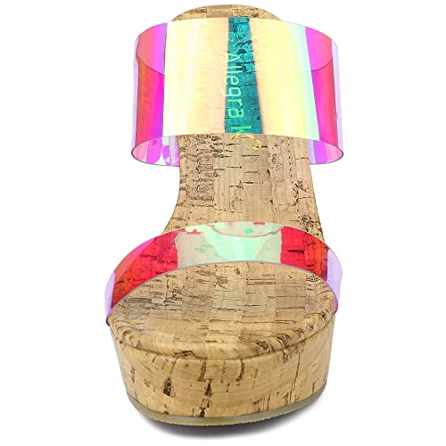 Allegra K Allegra K Women's Clear Platform Transparent Straps Wedge Colorful Heels Sandals 6.5 M US