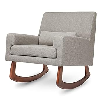 Alternative view of Nursery Works Sleepytime Rocker in Performance Grey Eco-Weave with Walnut Legs, Water Repellent & Stain Resistant, Greenguard Gold and CertiPUR-US Certified