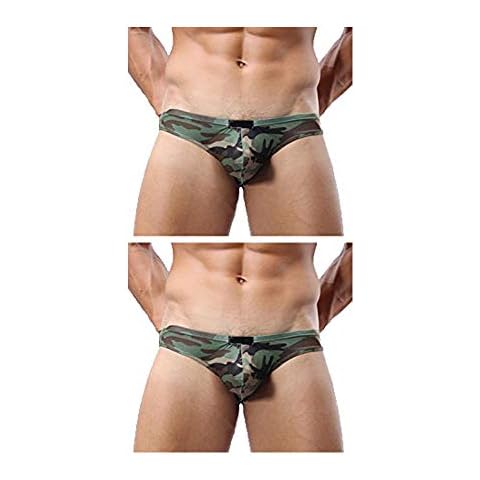 sandbank Men’s Sexy Camouflage Low Rise Pouch Briefs Boxers Bikini Underwear 2 Pack M:Waistline 28"-31" Cover
