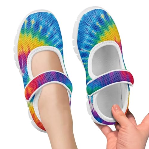 Little Girls Tie Dye Rainbow Mary Janes Shoes Ballet Flats Dress Shoe School Party Walking Shoes4