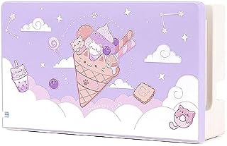 GeekShare Anti Scratch Switch Dock Cover-twardy panel czołowy do stacji dokującej przełącznika-DIY Zamienna powłoka kompatybilna z Nintendo Switch Dock (Ice Cream Cat)