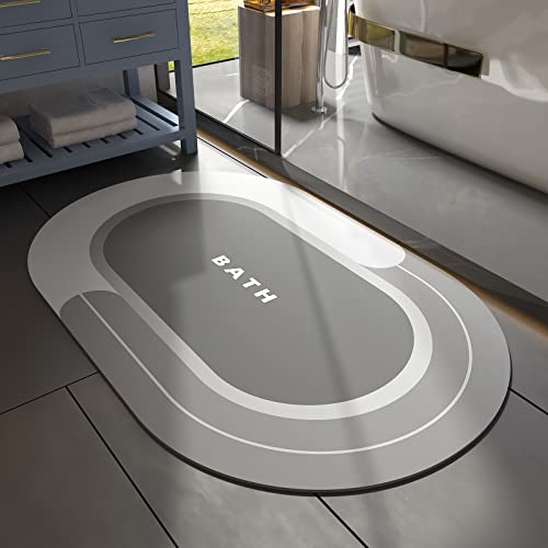 Image of MontVoo-Bath Mat Rug-24 inchx35 inch Innovative Bathroom Rug Mat Super Absorbent Quick Dry Rubber Backed Dirt Resistant Bath Rugs Mats for Bathroom Non Slip Gray Bathroom Rug for Shower Sink Bathtub