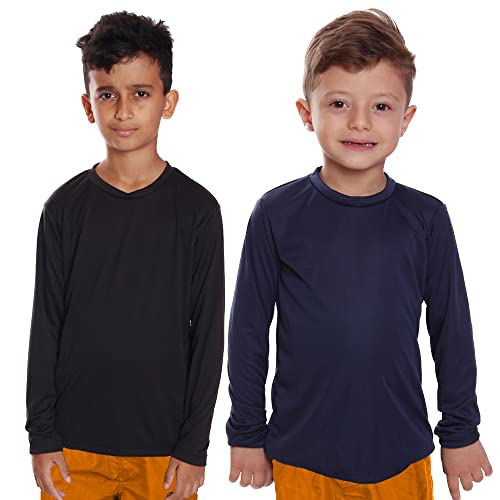 Kit 2 Camisetas Infantil Menino Proteção UV Térmica Solar Manga Longa Camisa Praia Esporte, Tamanho