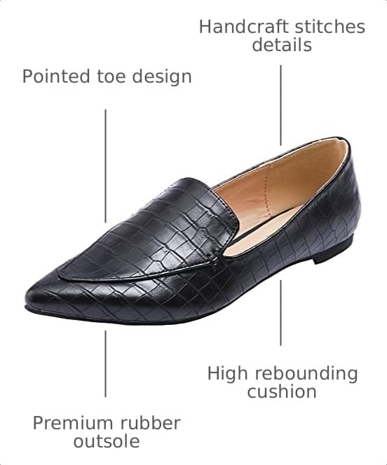 Image of FEVERSOLE Women's Loafer Flat Pointed Fashion Slip On Comfort Driving Office Shoes
