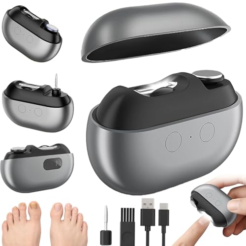 Tagliaunghie Elettrico Mani e Piedi con Luce LED per Taglio di Precisione, Design Silenzioso per Mani e Piedi, 3 in 1 con Testine di Lucidatura, Ideale per Anziani, Adulti, Neonati (Nero)