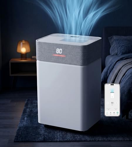Image of Uthfy 4000 Sq. Ft. Dehumidifier w /WiFi for Basement, Max 55 Pints /D Dehumidifiers with Drain Hose, 24-H Timer, Child Lock, Auto Defrost, Intelligent Humidity Control for Bathroom, Bedroom, Home