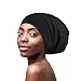 Black Slouchy Beanie Headwear Lightweight Bamboo Satin Night Sleep Turban Satin Caps for Natural Hair Black