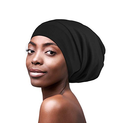 Image of Satin Lined Sleep Slouchy Cap Curly Girl Slap Headwear Gifts For Frizzy Hair Women