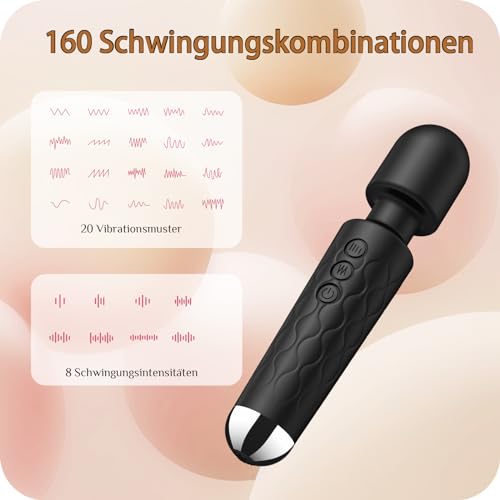 Vibration für Frauen,Sex spielzeug für die frau G Punkt Vibration für Frauen mit 8 * 20Modus Vibrator Klitoris Stimulator für sie Sex Spielzeug für sexspielzeug für frauen solo (Schwarz)