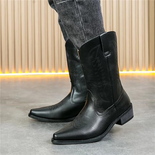 Lmtossey Heren Klassieke Antislip Mid Kalf Western Laarzen Cowboy Laarzen Handgemaakte Lederen Schoenen Mannen Punk Stijl Rijlaarzen - Afbeelding 6