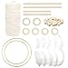 Produktbild LLGLEU Makramee Garn Baumwollgarn 3mm x 100m mit 80 Pcs Holzperlen, 4 Pcs Holzstäbchen, 6 Pcs Holzringe, 2 Pcs Metall Goldringe und 10 Pcs Federn zum Basteln Wandbehänge Pflanzenbügel Traumfänger