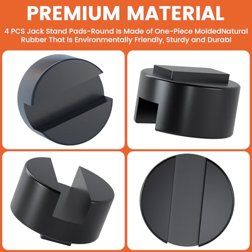 Image of Mapleza Round Floor Jack Rubber Pad 4 Pack | High quality rubber pad, pinch weld frame rail protector, universal adapter for most vehicle floor jack stands