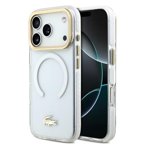 Coque Lacoste transparente iPhone 17 Pro Max or givré pour sublimer votre style au quotidien
