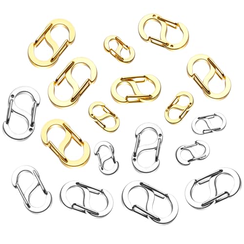 18Pcs Double Opening Necklace Shortener Lobster Clasp, 3 Size Gold and Silver Bracelet Connector Stainless Steel Closures for Jewelry Making (Small & Large)