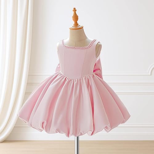 MCieloLuna Cute Flower Girl Dress Puffy Satin First Communion Dresses for Girls 2025 Toddlers Party Mini Gown4