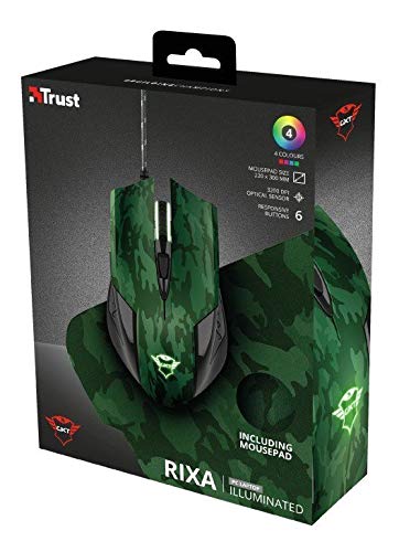 Trust GXT 781 Rixa Mouse gaming e tappetino per mouse, Camo Verde - Mousepad - Immagine 7