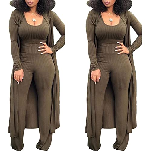 Image of Women's 2 Piece Outfits Set Ribbed Short Sleeve Casual Crop Top Wide Leg Pants Suit Set