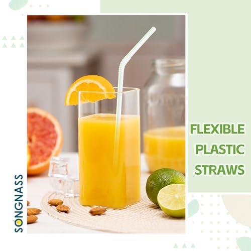 [200 Pack] 8.5" High Flexible Plastic Straws,Bendable Disposable Drinking Straws -Striped Assorted Colors for Home Use Milk Juice Drinks - Thumbnail 5