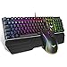 havit Mechanische Gaming Tastatur und Maus Set, RGB Hintergrundbeleuchtung QWERTZ (DE-Layout), Aluminiumoberfläche und Handballenauflage, 4800DPI RGB Wired Gaming Maus mit 7 Tasten (Schwarz)