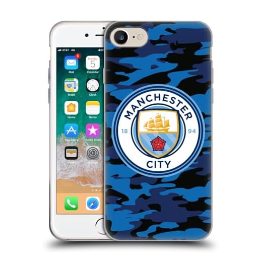 Officiell Manchester City Man City FC mörkblå måne bricka Camou mjukt gelfodral kompatibel med Apple iPhone 7/iPhone 8/iPhone SE 2020