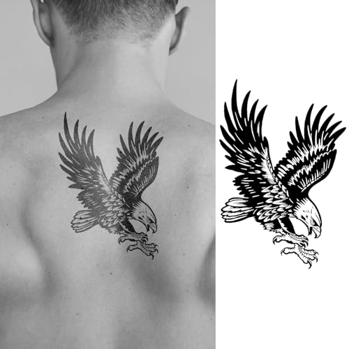 Realistic Eagle Temporary Tattoo for Men – Large Bold Bird Fake T...