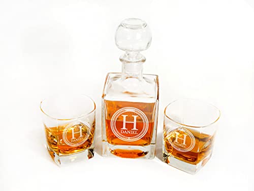 Whiskey Decanter Set Etched Whiskey Glasses Groomsmen Gift Box Custom Wedding Gift For Couple Present For Best Friend #TOP2