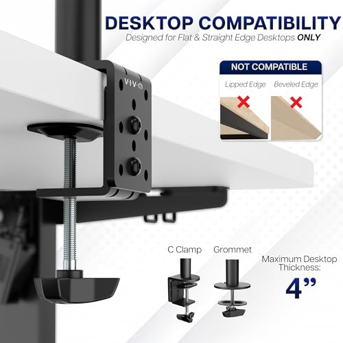 Image of VIVO Extra Tall Single Monitor Desk Mount, 39 inch Pole VESA Stand for 13 to 32 inch Screens and up to 38 inch Ultrawides, Holds 22 lbs, Black, STAND-V011